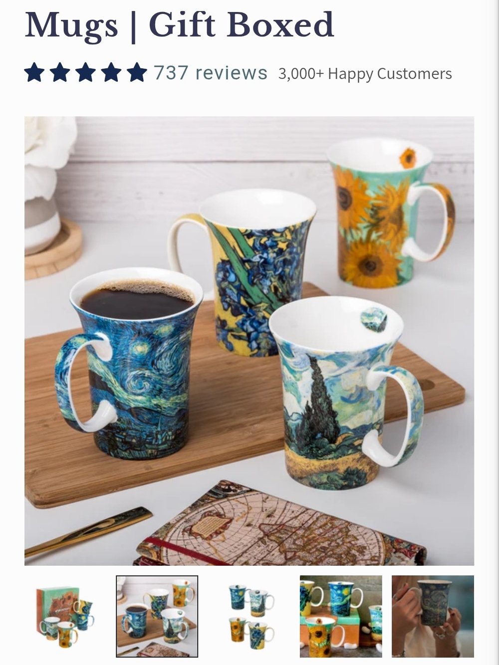 Artist-Inspired Ceramic Mug Set - Blue, Yellow, Green
